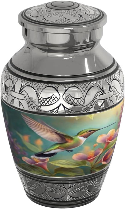 Hummingbird Small Keepsake Cremation Urn for Human Ashes Handcrafted Custom Funnel (Female, Decorative, Women)