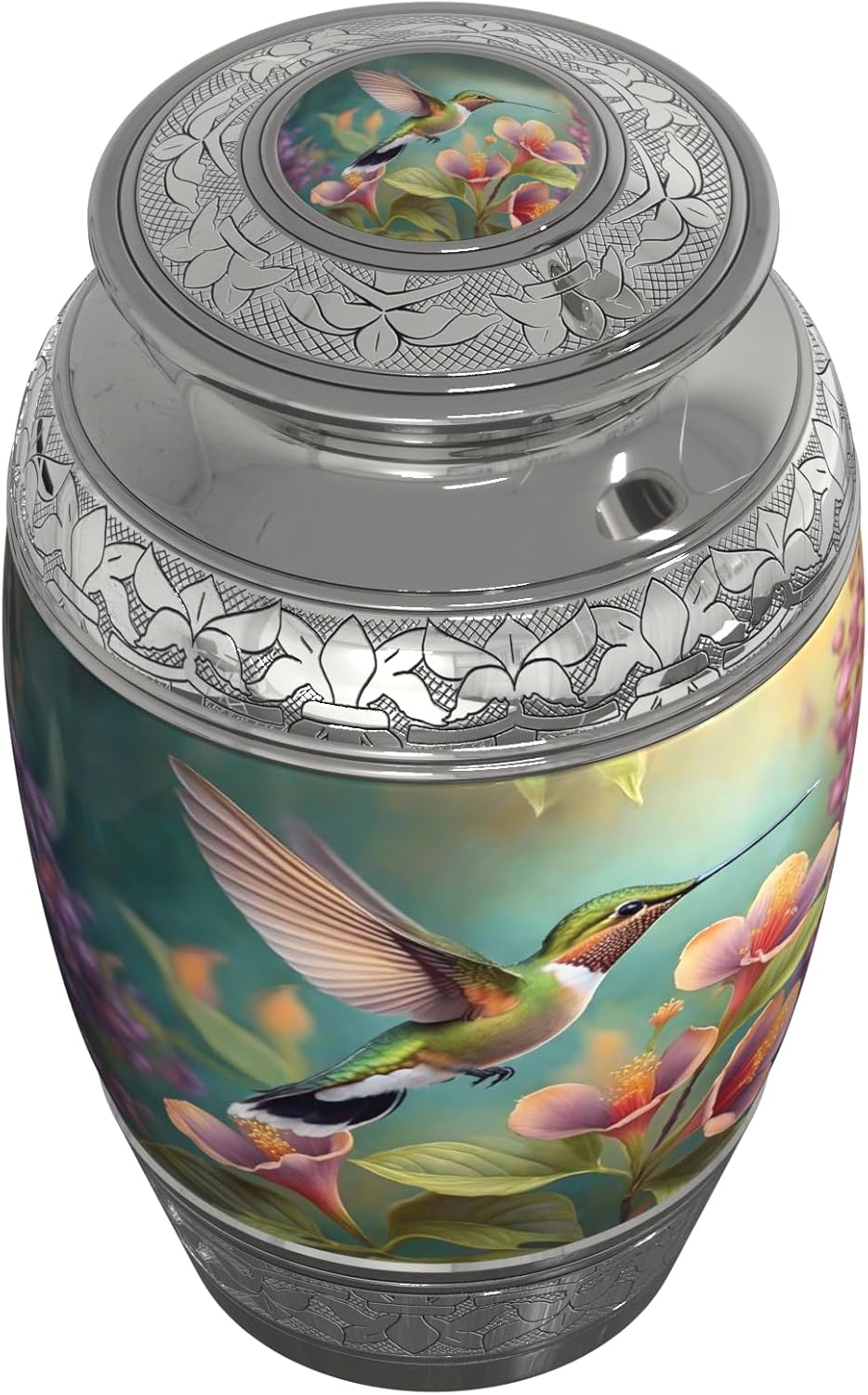 Hummingbird Cremation Urn for Human Ashes Adult Female with Handcrafted Custom Funnel and Vase (Large, Decorative, Women)